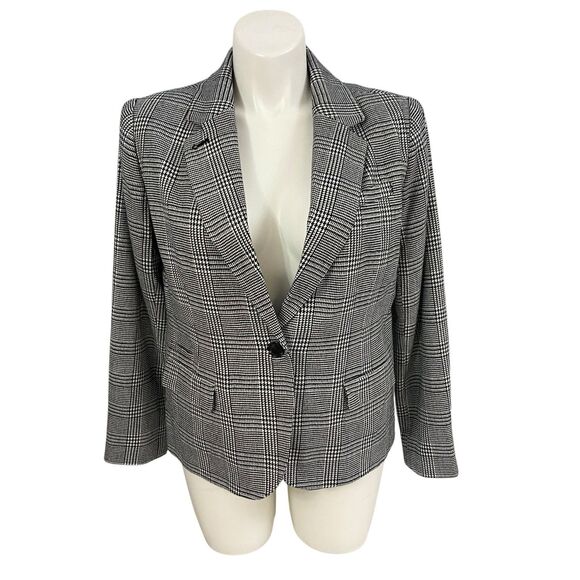 Merona Blazer Womens Sz 18 Jacket Black Houndstooth Office Corpcore Boardroom - Picture 8 of 15